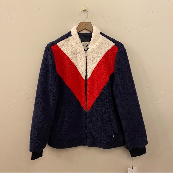 UGG Navy Annalise Teddy Bear Bomber Style Jacket - Picture 2 of 11